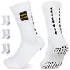 PERMANENTLY001 Calzini calcio antiscivolo Uomo Donna Grip Calzini Pilates Yoga Antiscivolo anti-vescica per Sport Allenamento Rugby Basket Ciclismo Corsa Lavoro 36-43 Bianchi M 3P