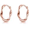 Immobird Orecchini Cerchio in Argento Sterling 925 con Rosegold Piccoli Intrecciare Cerchio Unisex Orecchini per Adatti a Donna e Uomo