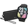 TECHMADE Smartwatch Glow, orologio digitale con pochetta incluso, schermo rettangolare full touch, chiamate, notifiche, funzione SOS, sport, compatibile con IOS e android (NERO)