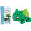 Bandai - Nanoblock - Bulbasaur - Pokémon - Mini statuina in mattoncini - Gioco di costruzione - Kit di costruzione per la figura di Pokémon Bulbasaur in stile pixel - NBPM003