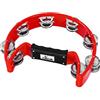 XDrum Tamburello A Mano Forma Mezzaluna (Tambourine, 16 Coppie Di Jingle In Acciaio Cromato, Plastica) rosso