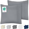DREAMZIE Federe Cuscino Letto 65x65 (Set 2) in Microfibra con Motivo Ricamato OEKO-TEX Certificazione - Federa Cuscini Morbido Antracite