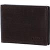 Fossil Derrick Set di portafogli in pelle o poliestere per uomo, 10 cm L x 1.5 cm W x 7 cm H, Marrone