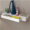 Homgoday Scaffale da parete con 1 cassetto in MDF bianco per libri, scaffali galleggianti, espositore per foto, per soggiorno, bagno, camera da letto, corridoio, cucina e ufficio, 80 cm