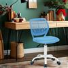 FurnitureR Sedia da lavoro girevole a 360 gradi, con schienale in rete di polipropilene, seduta in tessuto regolabile in altezza, con rotelle girevoli, tessuto blu
