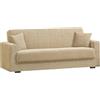 Dmora - Divano letto 3 posti Pinto, Divano letto contenitore lineare, Sofà da soggiorno in tessuto imbottito con apertura click-clack, 212x80h87 cm, Blu