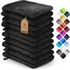 NatureMark Confezione da 10 Guanti da Bagno in Spugna 100% Cotone - Morbidi e Resistenti, Ideali per la Cura Quotidiana e gli Ospiti - Nero - 15x21 cm