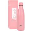 IDRINK I-Drink Bottiglia Termica in Acciaio a Doppia Parete da 350 ml Senza perdite Senza BPA RI01 (3 Rosa Pastel)