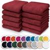 NatureMark Confezione da 10 salviette in spugna, in 100% cotone, da 30 x 30 cm, asciugamani per il viso, Bordeaux rosso