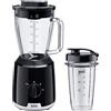 Braun PowerBlend 1 JB1051BK, Frullatore da Tavolo con Bicchiere Smoothie2Go, Frullatore con caraffa di Vetro Triangolare, 2 Velocità, Funzione Tritaghiaccio, 600W, Nero