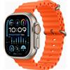 Apple Watch Ultra 2 (2023) | GPS + Cellular | argento | Cinturino Ocean arancione