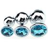BONDAGERIE® Plug anale con gioiello azzurro, sacchetto incluso, Taglia Kit 3 Plug S M L