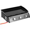 Outsunny Piastra Barbecue a Gas Antiaderente da Tavolo con 3 Bruciatori da 3kW, 60.5x48.5x21cm, Nero|Aosom