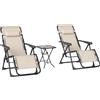 Outsunny Set 2 Sedie Sdraio a Gravità Zero Pieghevoli con Schienale Regolabile e Tavolino, Beige