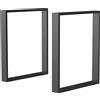 HOMCOM Set 2 Gambe per Tavolo Rettangolari Stile Industriale in Acciaio, Capacità 60 kg, 60x8x72 cm, Nero