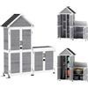 Outsunny Casetta da Giardino e Armadio Esterno con Tetto Apribile in Legno, Porte con Blocco, Grigio Chiaro