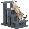 PawHut Scaletta per Cani e Gatti a 4 Gradini con Rivestimento in Peluche, 61x41x60 cm, Grigio