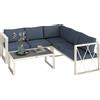 Outsunny Salotto da Giardino Angolare con Poltrona Reclinabile, 2 Divanetti con Cuscini e Tavolino, Grigio