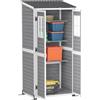 Outsunny Casetta da Giardino in Legno con Ripiani Regolabili, Armadio Porta Attrezzi da Esterno con Porte con Blocco e Finestre, Grigio | Aosom Italy