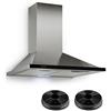Klarstein Galina - Cappa da Cucina, Cappa a Parete, Cappa Aspirante, Set di Ricircolo, 3 Livelli, 60 cm, 350 m³/h, Vetro Acrilico, Filtro Antigrasso, 2 Filtri a Carbone, Argento