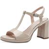 MARCO TOZZI Sandali Donna con Tacco con Cinturino Regolabile Verniciati, Bianco sporco (Powder Patent), 39 EU
