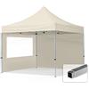 TOOLPORT Gazebo Pieghevole Giardino 3x3m - 2 Laterali Alluminio Telo Idrorepellente Padiglione Mercati Sagre Crema