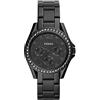 Fossil Orologio Riley da donna, movimento cronografo al quarzo con cinturino in acciaio inossidabile o in pelle, 38 mm, Nero e glitter