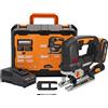 Worx WX542, Seghetto alternativo a batteria, 20 V, motore senza spazzole, con adattatore di aspirazione, ideale anche per tagli obliqui, compatibile con PowerShare, con batteria e caricatore, Nero