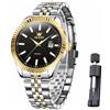 Raitown Orologi Uomo Acciaio Inox | 42mm Quadrante Grande con Indicatori Luminosi e Data | 3ATM Impermeabile | Movimento a Quarzo | Design Classico | Orologio da Uomo Nero