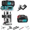 Oamger Fresa a batteria compatibile con batteria Makita da 18 V, fresa per bordi a batteria con 1 batteria, fresatrice a 6 velocità, 30000 giri/min, fresa senza spazzole per la lavorazione del legno