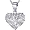 MASADA Collana in Argento 925 - Ciondolo Lettera T a forma di cuore Iniziale con Pietre Zircone - Iniziali Nome per Donna Ragazza - Catena 46 cm Confezione Borsa in Velluto