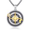 OHAYOO Collana con ciondolo a forma di bussola in argento Sterling 925, con ciondolo a forma di luna e stella, collana vichinga, gioiello vichingo, regalo per compleanno, Natale, da uomo, Argento