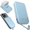 Nobis Slim Power Bank Magnetico 5000mAh con Cavo Integrato Caricatore Portatile QC 3.0 22,5W PD Ricarica Rapida USB C In/Out, per MagSafe 15W Powerbank per Phone 16 Android (Blu)