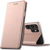 Verco case per Samsung Galaxy S22 Ultra Cover, Custodia a Libro Pelle PU per Samsung S22 Ultra 5G Booklet Protettiva [magnetica integrata], Rosa
