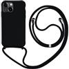 MEVIS MEIVS - Custodia compatibile con iPhone 13 Mini, con cordino regolabile, in silicone, nero