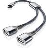 BASESAILOR Cavo Y Splitter USB C OTG 0.3M,Adattatore Prolunga 1 Tipo C Maschio a 2 Dual USB Femmina,Sdoppiatore Hub Doppia Multipresa Porta Thunderbolt 3 per MacBook Pro,iPad 10,Samsung Galaxy S25 S24