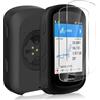 Ermorgen Custodia in Silicone per Garmin Edge 540/840 Solar Case + 2 Pellicole Protettive in Vetro Temperato - Protezione Antiurto - Nero