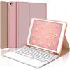 JADEMALL Custodia Tastiera con Trackpad per iPad 9 Generazione, iPad 10.2 9/8/ 7 Generazione 2021/2020/2019, Italiano QWERTY Tastiera Staccabile con Touchpad pour iPad 9 Generazione, Rosa
