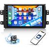 CAMECHO Autoradio Android 13 con Navigatore GPS per Suzuki SX4/Fiat Sedici 2006-2013,Stereo Doppio Din con Schermo da 9 Pollici Bluetooth RDS/FM MirrorLink e USB+Telecamera Posteriore