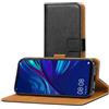 AICEK Cover Compatible Huawei P Smart 2019, Portafoglio Custodia per Huawei P Smart 2019 Case di Pelle Flip Cover Nero (6.21 Pollici)