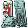 LeYi Cover per iPhone 8 Plus /7 Plus con Vetro Temperato [2 Pack],Custodia con Protezione Fotocamera [Slidable] Antiurto Grado Militare 360° Anello Supporto TPU Bumper Silicone Custodie 5.5'', Teal