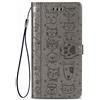 Fertuo Cover per iPhone SE 2022/2020, Custodia Portafoglio a Libro in Pelle Flip Cover con Porta Carte, Chiusura Magnetica [Disegni di Gatto Cane] Case Antiurto per Apple iPhone 8/7, Grigio