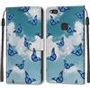 SNCLET per Huawei P10 Lite Pelle Custodia,360 Gradi Protettiva Case per Huawei P10 Lite Cover PU Pelle Protettiva Antigraffio Custodia Magnetica Porta Carte Case per Huawei P10 Lite,Blue Butterflies