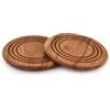 EDHAS Sottopentola in legno di acacia con anelli per pentole calde e padelle, per piano di lavoro, resistente al calore, per cucina e tavolo da pranzo (17,8 x 17,8 x 1,9 cm) (set da 2)