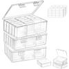 Lifewit Scatola Portaoggetti Piccola con Base Antiribaltamento, Scatola Plastica con Coperchio, Scatoline Trasparenti con Scomparti per Minuteria, Perline, 3 Pezzo