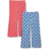 Amazon Essentials Leggings Svasati in Maglia Aderenti Bambine e Ragazze, Pacco da 2, Blu Posey Floral/Rosa Shocking Posey Floral, 4 Anni