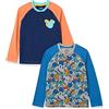 Amazon Essentials Disney | Marvel | Star Wars T-Shirt con Collo Serafino a Maniche Lunghe Bambini e Ragazzi, Pacco da 2, Anagrammi di Topolino, 3 Anni