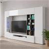 Dmora Parete Attrezzata Ocean 40x290x192h cm Bianco Lucido 20 Ripiani 24 Vani, 6 Ante Made in Italy
