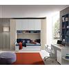 Dmora Cameretta a Ponte con Divano Secondo Letto con Rete a doghe Incluse, Made in Italy, cm 293 x 90 x 247, Colore Bianco e Olmo