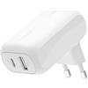 Belkin BoostCharge doppio caricatore usb da parete da 42 W, ricarica rapida USB-C + USB-A per iPhone 16,16 Plus,16 Pro,16 Pro Max,15,15 Pro Max, 14,Galaxy S24, Plus,Ultra,iPad,AirPods e altri, bianco